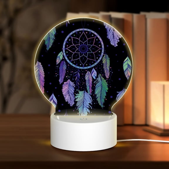 Naloa Dreamcatcher With Colorful Feathers Acrylic LED Night Light Custom LED Lights Personalized Nightlight Customized Gifts for Family Couples Friends