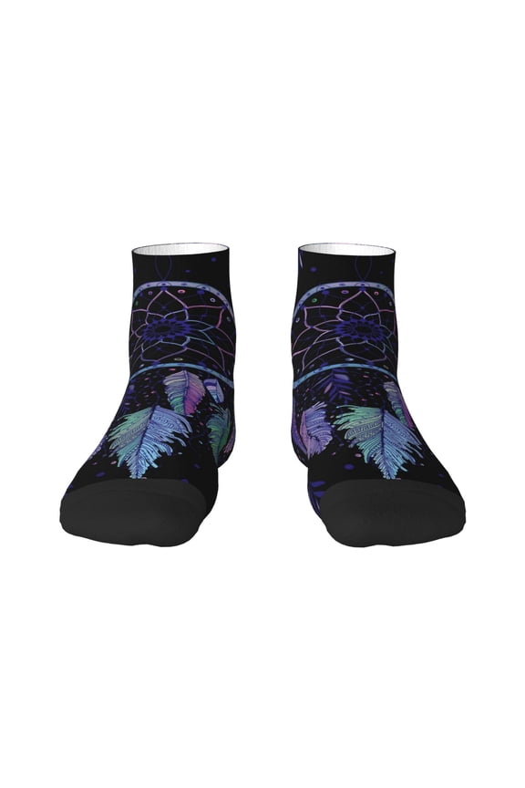 Dreamcatcher With Colorful Feathers Ankle Socks for Women Non Slip Socks No Show Socks Classic Low Cut Casual Socks Casual Socks