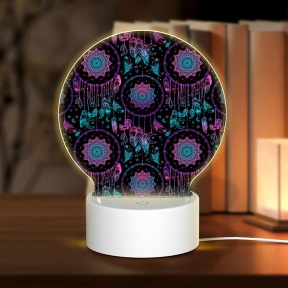 Naloa Dreamcatcher With Feathers Acrylic LED Night Light Custom LED Lights Personalized Nightlight Customized Gifts for Family Couples Friends