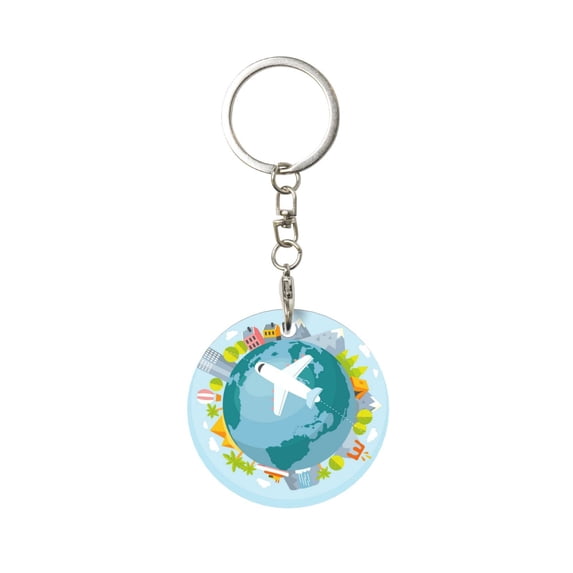 Naloa Dreaming Travel Print Round Keychain Keychain Key Ring, Key Tag, Key Chain Bulk for Gift Accessories (Round)