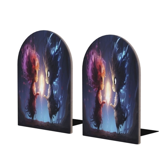 Naloa Dreamy Forest Elf 2 Pcs Bookend Large Capacity Office Book Ends for Home Office Library School Study Decoration
