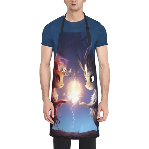 Naloa Dreamy Forest Elf Apron Kitchen Aprons with Pockets for Women Men Chef