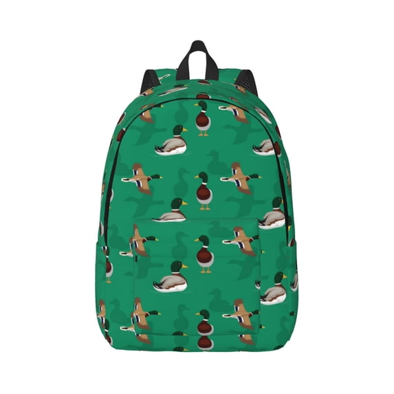 Naloa Duck Mallard Flying Pose Canvas Backpack for Men Women Rucksack Casual Travel Daypack College Tote Satchel Bookbag for Teens-Small