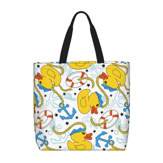 Naloa Ducks and Anchors Tote Bag for Women, Foldable Tote Bag With Zipper, Large Shoulder Bag, Top Handle Handbag for Travel, Work, Shopping