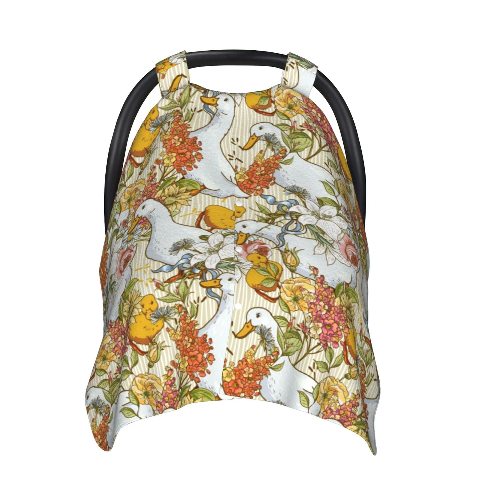 Naloa Ducks and Flowers Baby Car Seat Cover, Breathable Baby Carrier Cover, Multiuse Baby Carrier Cover & Nursing Breastfeeding Cover