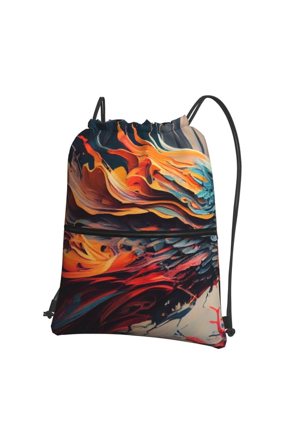 Dynamic Fire Bird Art Drawstring Backpack String Bag Cinch Water Resistant for Gym Shopping Sport Yoga