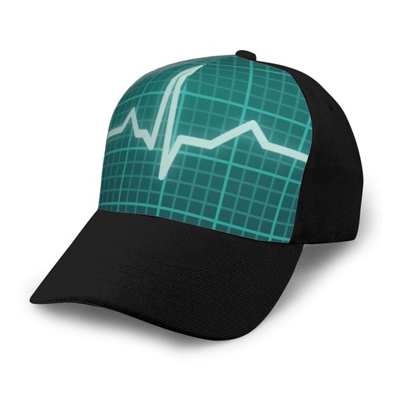 Naloa ECG Wave Adult adjustable Print Baseball Hat, Patchwork curved brim baseball capfor Men and Women, One Size