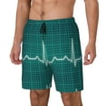 thumbnail image 1 of Naloa ECG Wave Print Men Swim Trunks with Compression Liner ,Board Shorts,Men's Swim Shorts with Drawstring and Elastic Waistband-Medium, 1 of 6