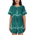 thumbnail image 1 of Naloa ECG Wave Women's Short-Sleeved Pajama Set, Loungewear, Summer pajamas, Breathable Cozy - Large, 1 of 9