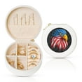 thumbnail image 1 of Naloa Eagle Head With American Flag Round Jewelry Box, Travel Jewelry Organizer, 3.9 x 3.9 x 2in Jewelry Storage Box for Women-White, 1 of 7