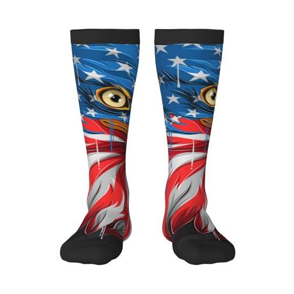 Naloa Eagle Head With American Flag Thigh High Socks Extra Long Stretchy Sock Women Over Knee High Opaque Stocking Daily Wear