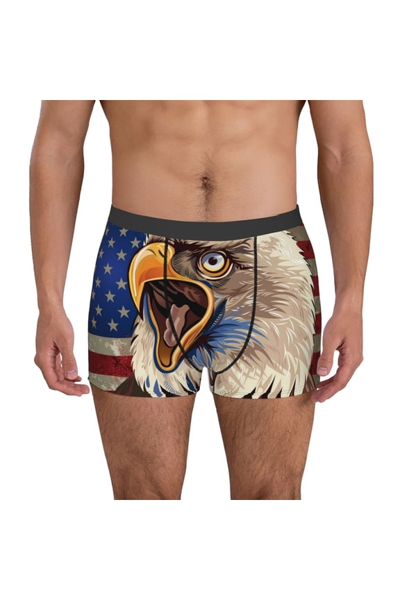 Eagle With USA Flags Mens Underwear - Boxers for Men, Mens Boxer Briefs, Classic Briefs for Men-Small
