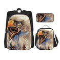 thumbnail image 1 of Naloa Eagle With USA Flags Print Large Capacity Backpack Lunch Bag Pencil Case Combination 3 Piece Set for Student, 1 of 8