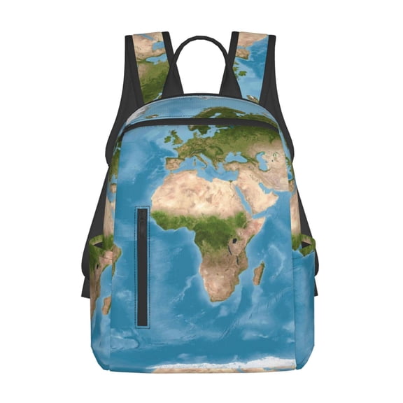 Naloa Earth View World Map Print Lightweight DayBackpack Suitable for school, work, shopping, travel, etc.