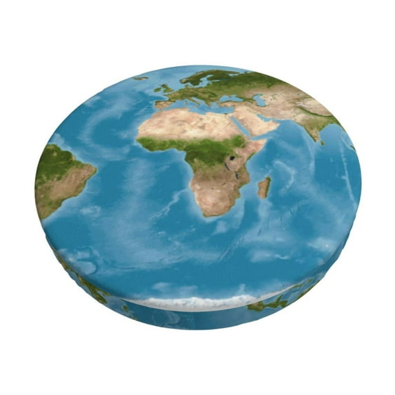 Naloa Earth View World Map Round Bar Stool Cushion Cover 12-14 inch, Fits Kitchen, Office, Restaurant Chairs - 14 inch