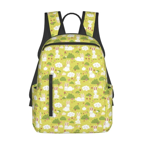 Naloa Easter Bunny Print Lightweight DayBackpack Suitable for school, work, shopping, travel, etc.