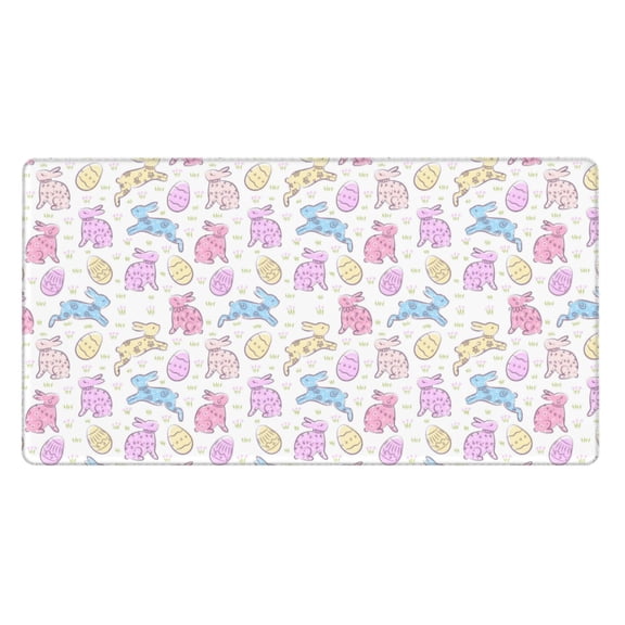 Naloa Easter Colorful Rabbit Gaming Mouse Pad Large Mouse Mat Long Extended Desk Pad Non-Slip Rubber Mice Pads Stitched Edges Thin Pad (16x29.5 Inch)