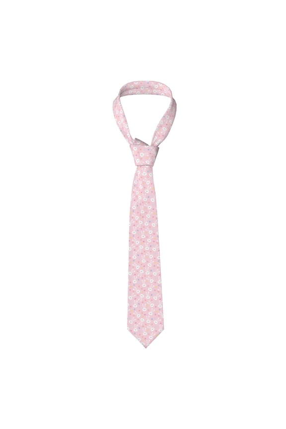 Easter Cute Rabbit Print Solid Color Tie Formal Necktie for MenSuitable for business, daily life, work