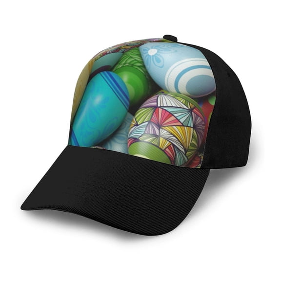 Naloa Easter Egg1 Adult adjustable Print Baseball Hat, Patchwork curved brim baseball capfor Men and Women, One Size