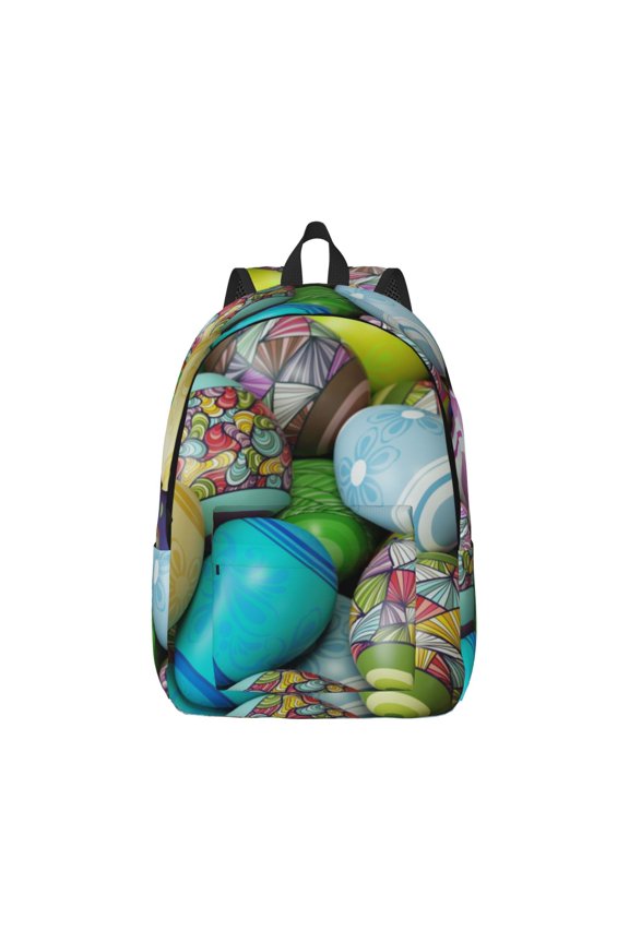 Easter Egg1 Canvas Backpack for Men Women Rucksack Casual Travel Daypack College Tote Satchel Bookbag for Teens-Small