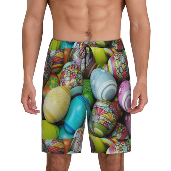 Naloa Easter Egg1 Men's Short Pajama Pants, Lounge Comfort Shorts with Elasticized Waistband and Side Pockets - X-Large