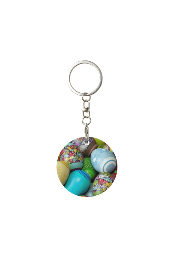 Easter Egg1 Print Round Keychain Keychain Key Ring, Key Tag, Key Chain Bulk for Gift Accessories (Round)