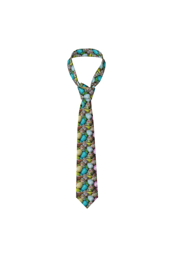 Easter Egg1 Print Solid Color Tie Formal Necktie for MenSuitable for business, daily life, work