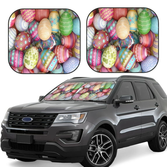 Naloa Easter Eggs 2 Piece Foldable Car Sun Shades, Car Windshield Sunshade, Front Window Sunshade for Car, Truck, SUV - Medium