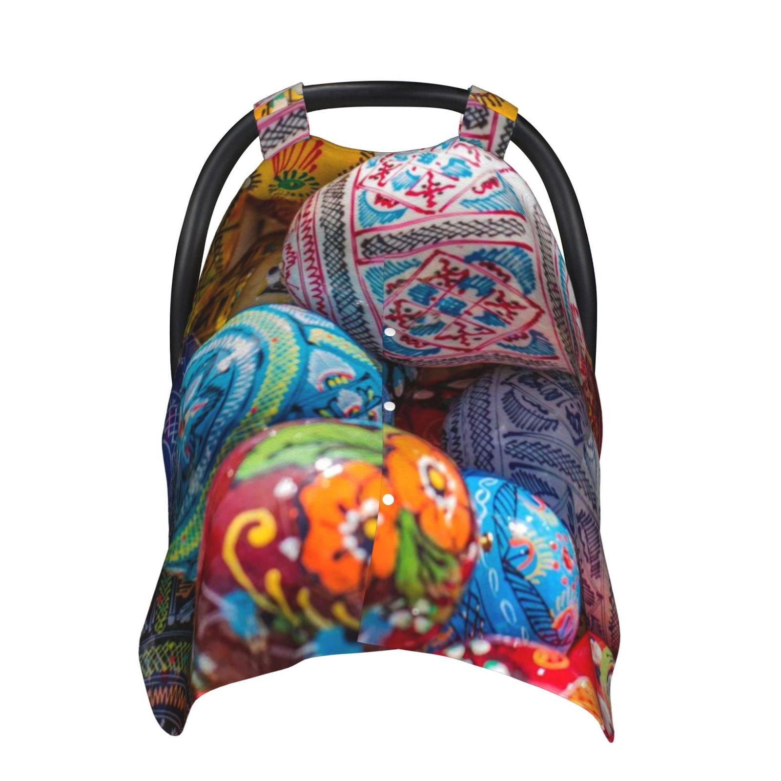 Naloa Easter Eggs Baby Car Seat Cover, Breathable Baby Carrier Cover, Multiuse Baby Carrier Cover & Nursing Breastfeeding Cover