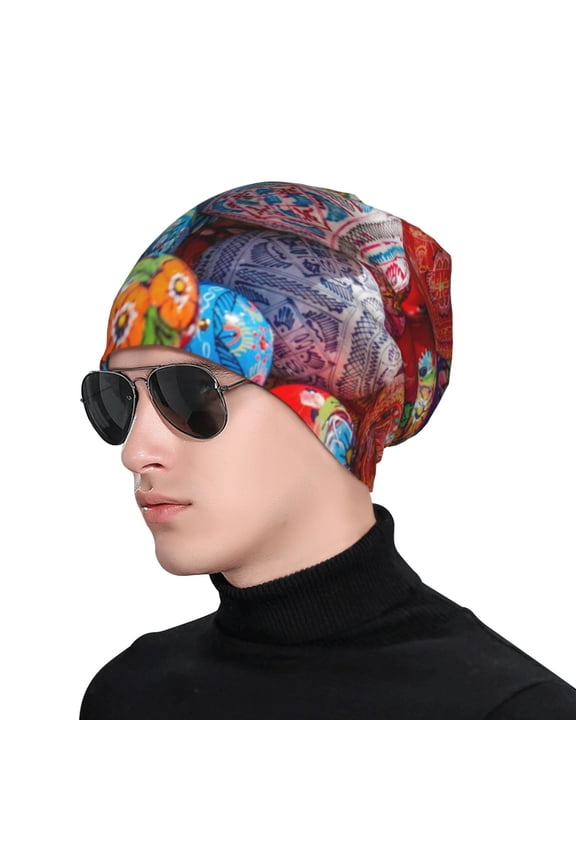 Easter Eggs Soft Beanie Hat, Knit Beanie Daily Beanie in Fine Knit for Women Men Winter Travel, Outdoor