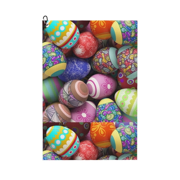 Naloa Easter Eggs1 Golf Towel Golf Gift for Men and Women Golf Towel with Carabiner Clip to Quickly Remove Mud, Dirt and Sweat