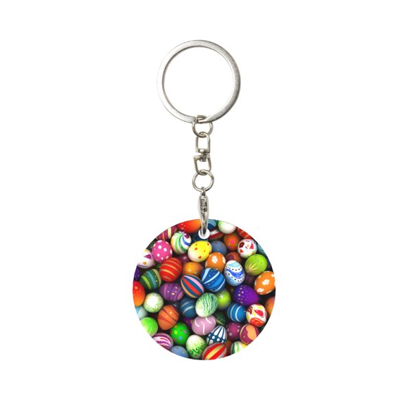 Naloa Easter Eggs2 Print Round Keychain Keychain Key Ring, Key Tag, Key Chain Bulk for Gift Accessories (Round)