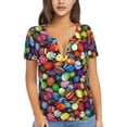 thumbnail image 1 of Naloa Easter Eggs2 Print T-Shirts Short Sleeve V Neck Tees for Women Fashion Tops Trendy Lightweight Soft Casual Summer Outfits Clothes, 1 of 5