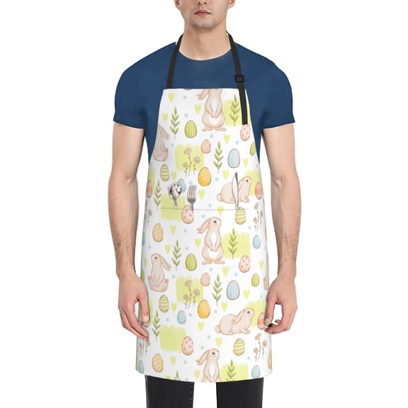 Naloa Easter Rabbit Apron Kitchen Aprons with Pockets for Women Men Chef