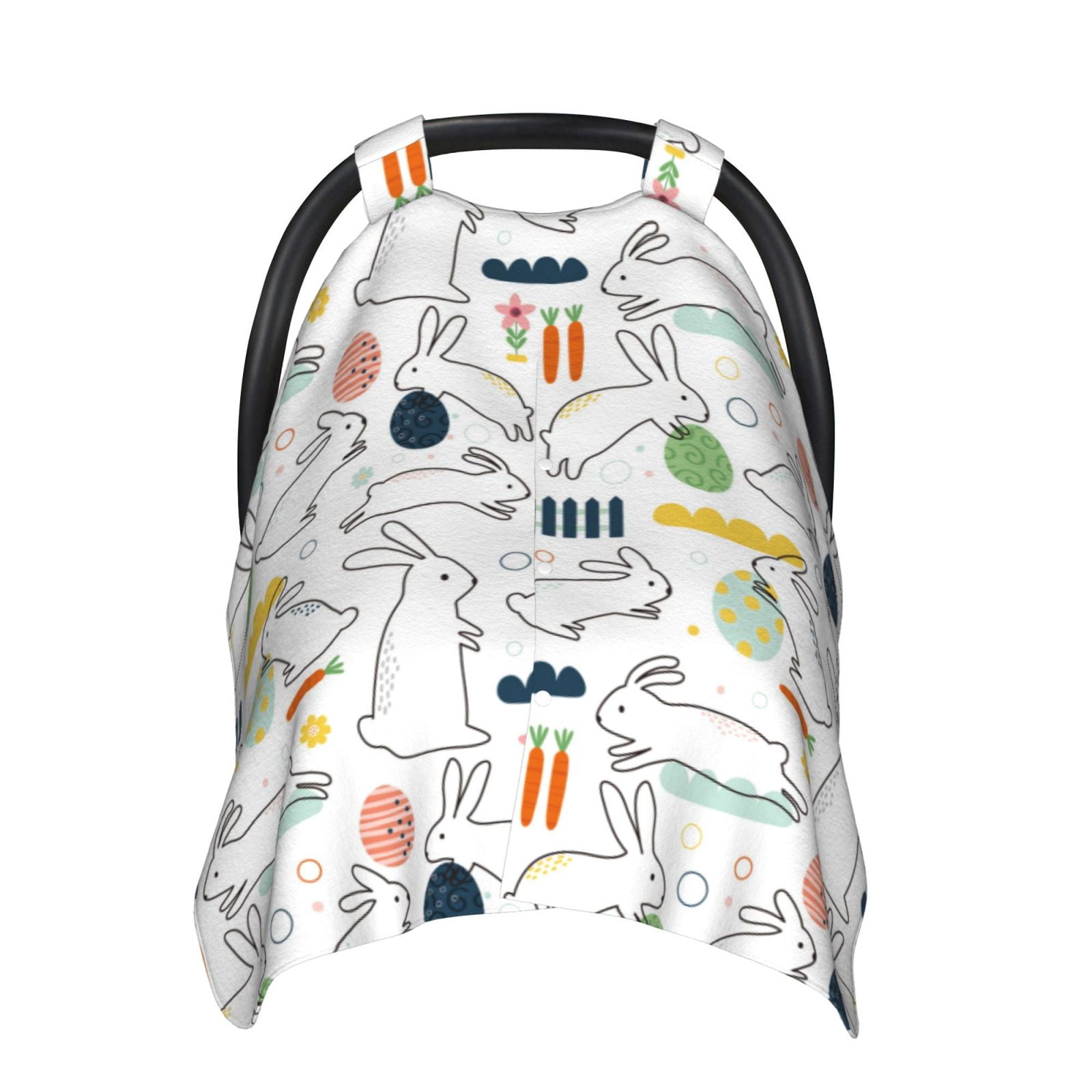 Naloa Easter Rabbit Baby Car Seat Cover, Breathable Baby Carrier Cover, Multiuse Baby Carrier Cover & Nursing Breastfeeding Cover