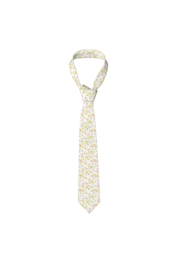 Easter Rabbit Print Solid Color Tie Formal Necktie for MenSuitable for business, daily life, work