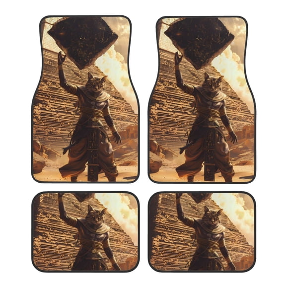 Naloa Egyptian Cat Pharaoh Magic Car Foot Mat Set of 4 Pieces - Universal Floor Liner Neoprene Full Set Floor Mats for Cars Trucks SUV