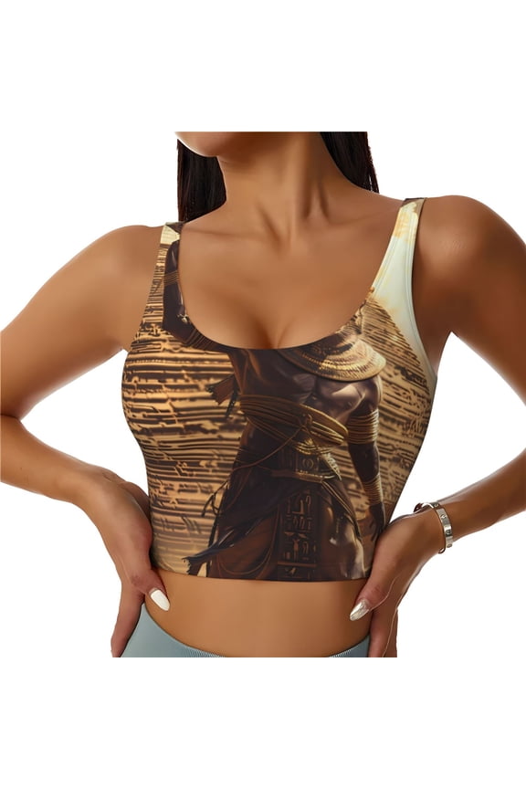Egyptian Cat Pharaoh Magic Sports Bras for Women,Sports Bras for Women High Support with Removable Pads-X-Large