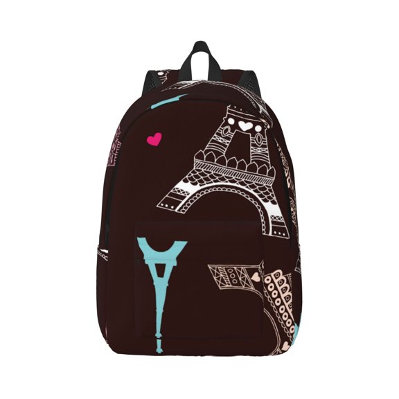 Naloa Eiffel Tower Canvas Backpack for Men Women Rucksack Casual Travel Daypack College Tote Satchel Bookbag for Teens-Medium
