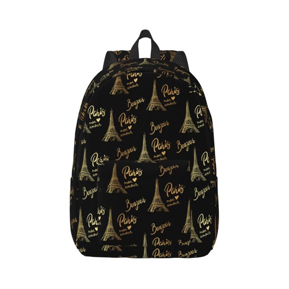 Naloa Eiffel Tower Canvas Backpack for Men Women Rucksack Casual Travel Daypack College Tote Satchel Bookbag for Teens-Medium