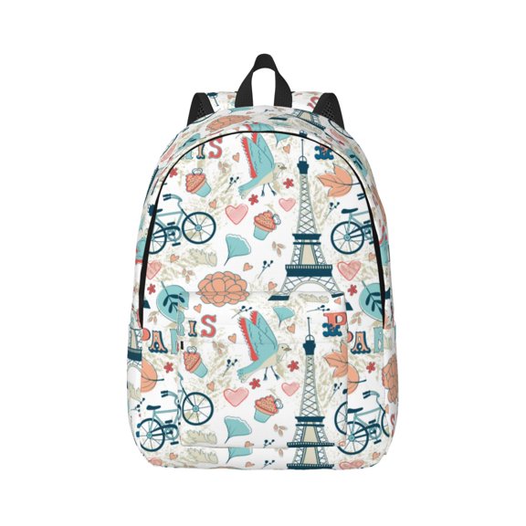 Naloa Eiffel Tower Canvas Backpack for Men Women Rucksack Casual Travel Daypack College Tote Satchel Bookbag for Teens-Medium