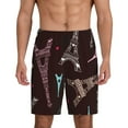 thumbnail image 1 of Naloa Eiffel Tower Men's Short Pajama Pants, Lounge Comfort Shorts with Elasticized Waistband and Side Pockets - Medium, 1 of 9