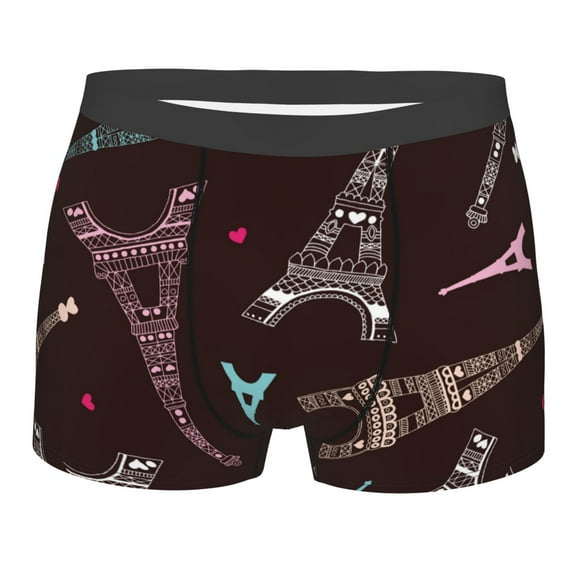 Naloa Eiffel Tower Print Mens Underwear - Boxers for Men, Classic Briefs for Men