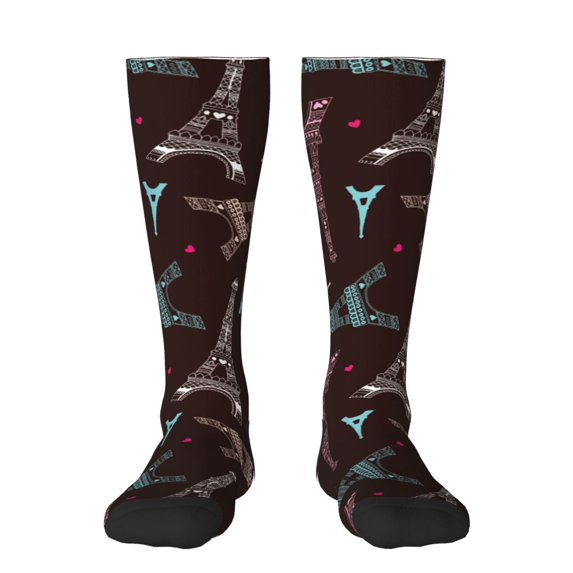 Naloa Eiffel Tower Thigh High Socks Extra Long Stretchy Sock Women Over Knee High Opaque Stocking Daily Wear