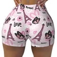 thumbnail image 1 of Naloa Eiffel Tower and Butterflies Biker Shorts for Women Seamless Scrunch Short Women’s Yoga Shorts for Gym Running Sport Shorts - X-Large, 1 of 9