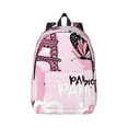 thumbnail image 1 of Naloa Eiffel Tower and Butterflies Canvas Backpack for Men Women Rucksack Casual Travel Daypack College Tote Satchel Bookbag for Teens-Small, 1 of 7