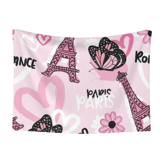 Naloa Eiffel Tower and Butterflies Dog Blanket, 3 Sizes Cat Blanket for Indoor Cats Large Medium Small Dog Gifts-Large