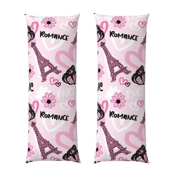 Naloa Eiffel Tower and Butterflies Super Soft 20x60 Body Pillow Case,Long Side Hidden Zipper(PILLOWS ARE NOT INCLUDED)