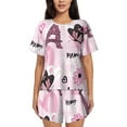 thumbnail image 1 of Naloa Eiffel Tower and Butterflies Women's Short-Sleeved Pajama Set, Loungewear, Summer pajamas, Breathable Cozy - 4X-Large, 1 of 9