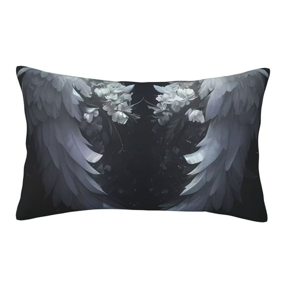 Naloa Elegant Feathered Floral Wings Pillowcase, Throw Pillowcase, Wrinkle-Free, Stain-Resistant with Hidden Zipper for Bedroom Sofa-20"x30"